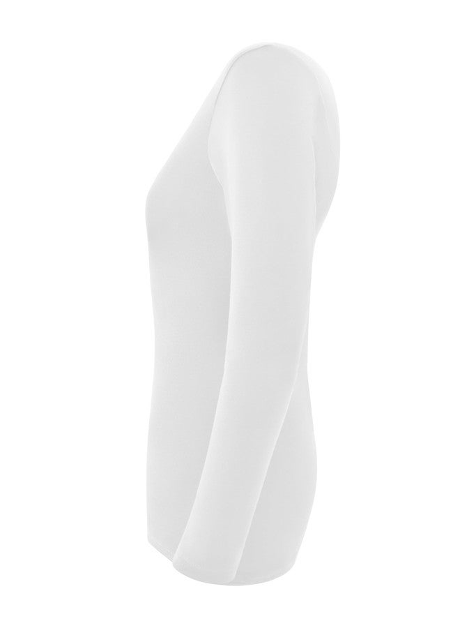 Natural Uniforms Women's Long Sleeve V-Neck T-Shirt Under Scrub (White, Medium) - Image 4